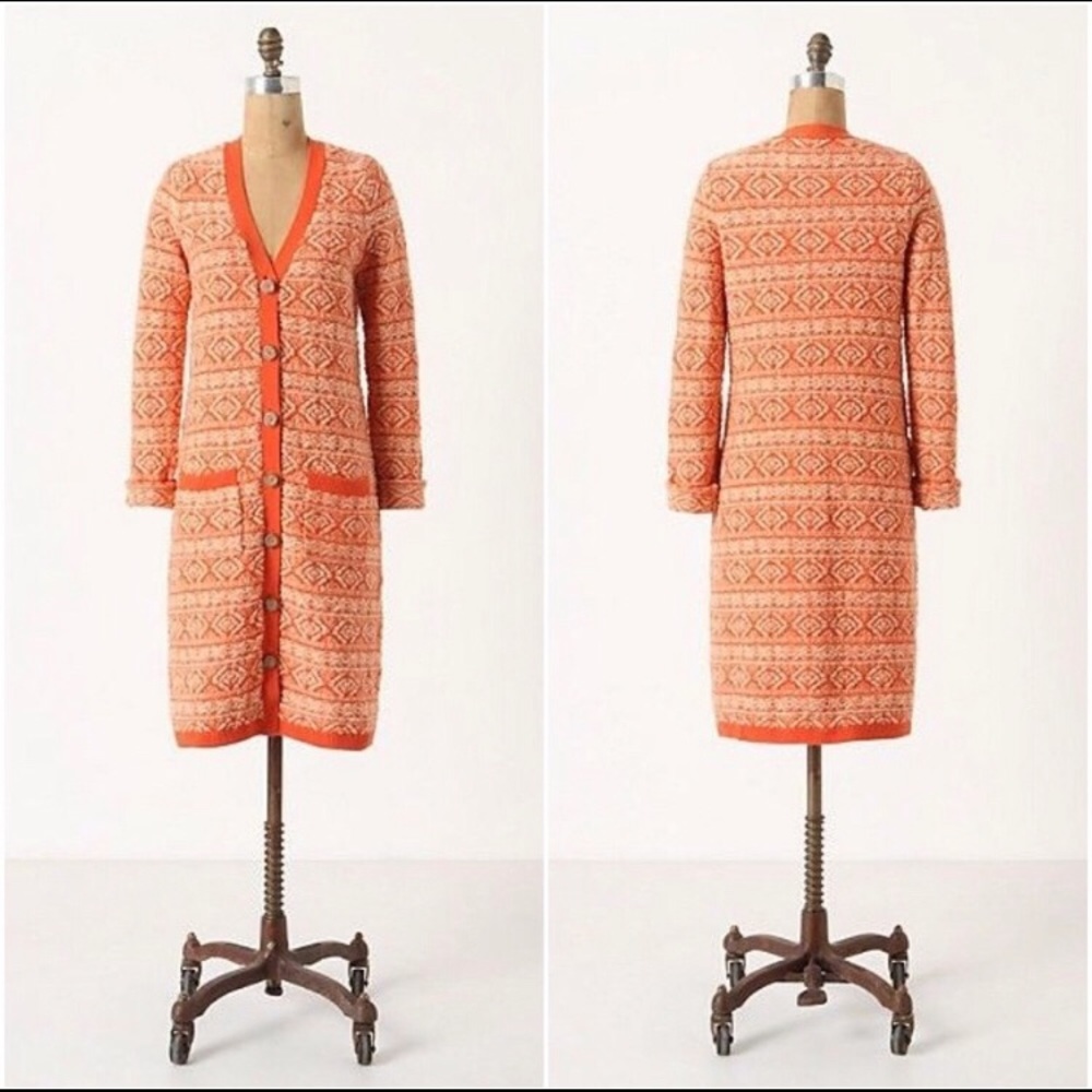 Anthropologie moth orange sweater  jacket Lg